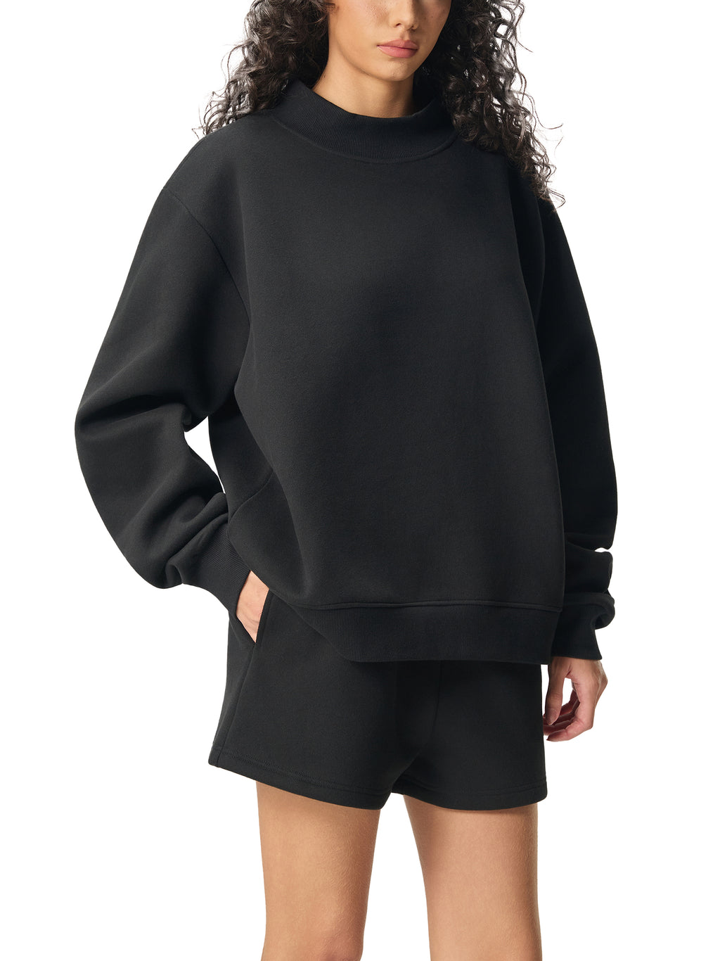 Mock-Neck Crew Sweatshirt